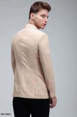 کت تک مردانه نیم آستر یقه انگلیسی تک دکمه دو چاک