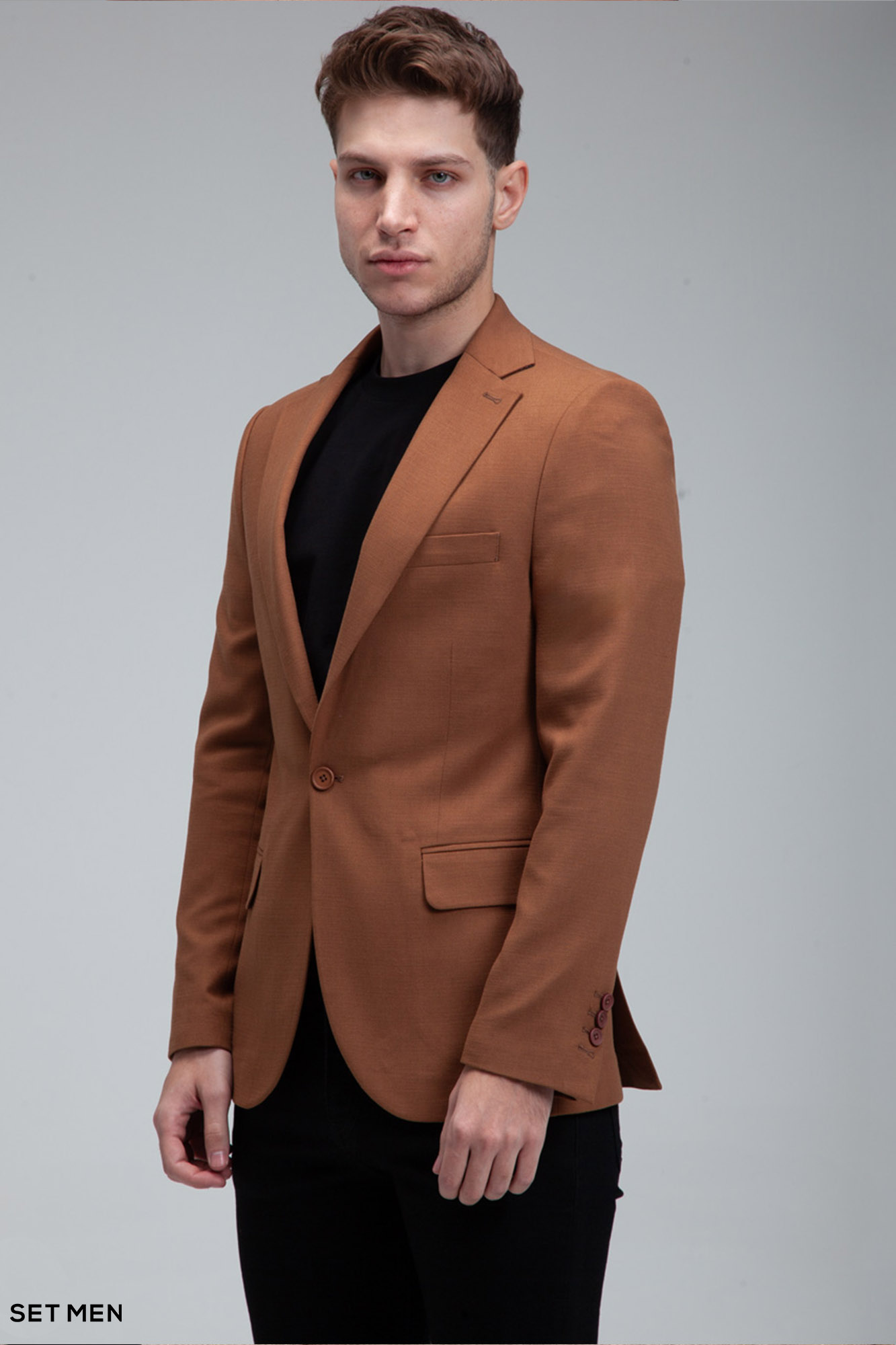 کت تک مردانه نیم آستر یقه انگلیسی تک دکمه دو چاک