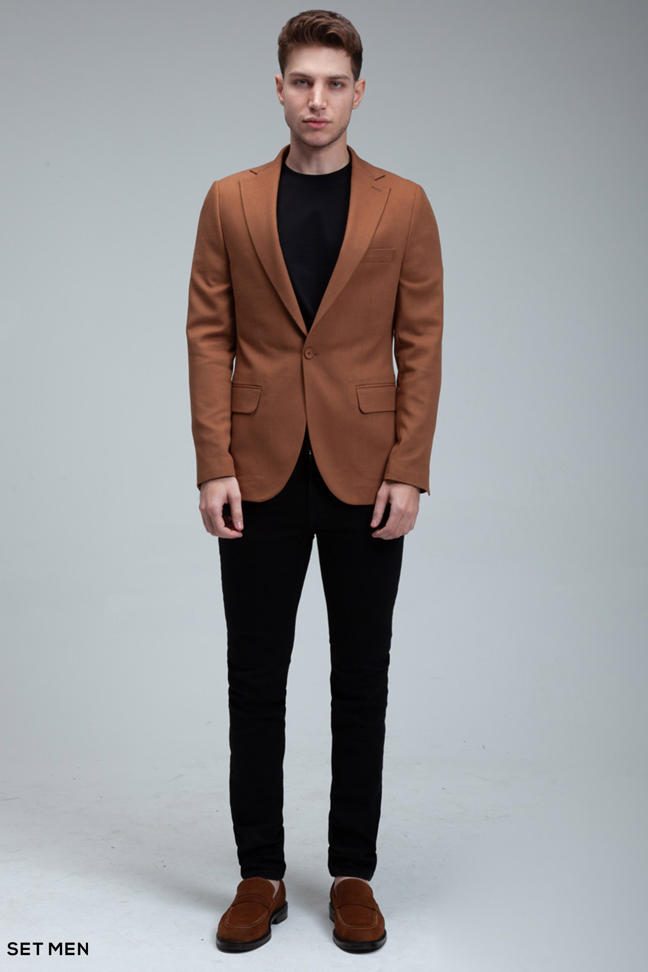 کت تک مردانه نیم آستر یقه انگلیسی تک دکمه دو چاک