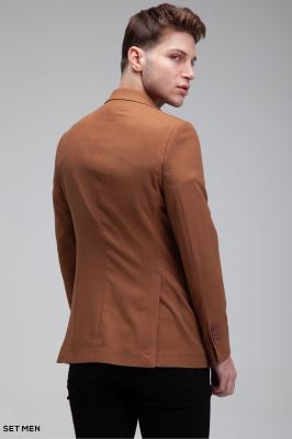 کت تک مردانه نیم آستر یقه انگلیسی تک دکمه دو چاک