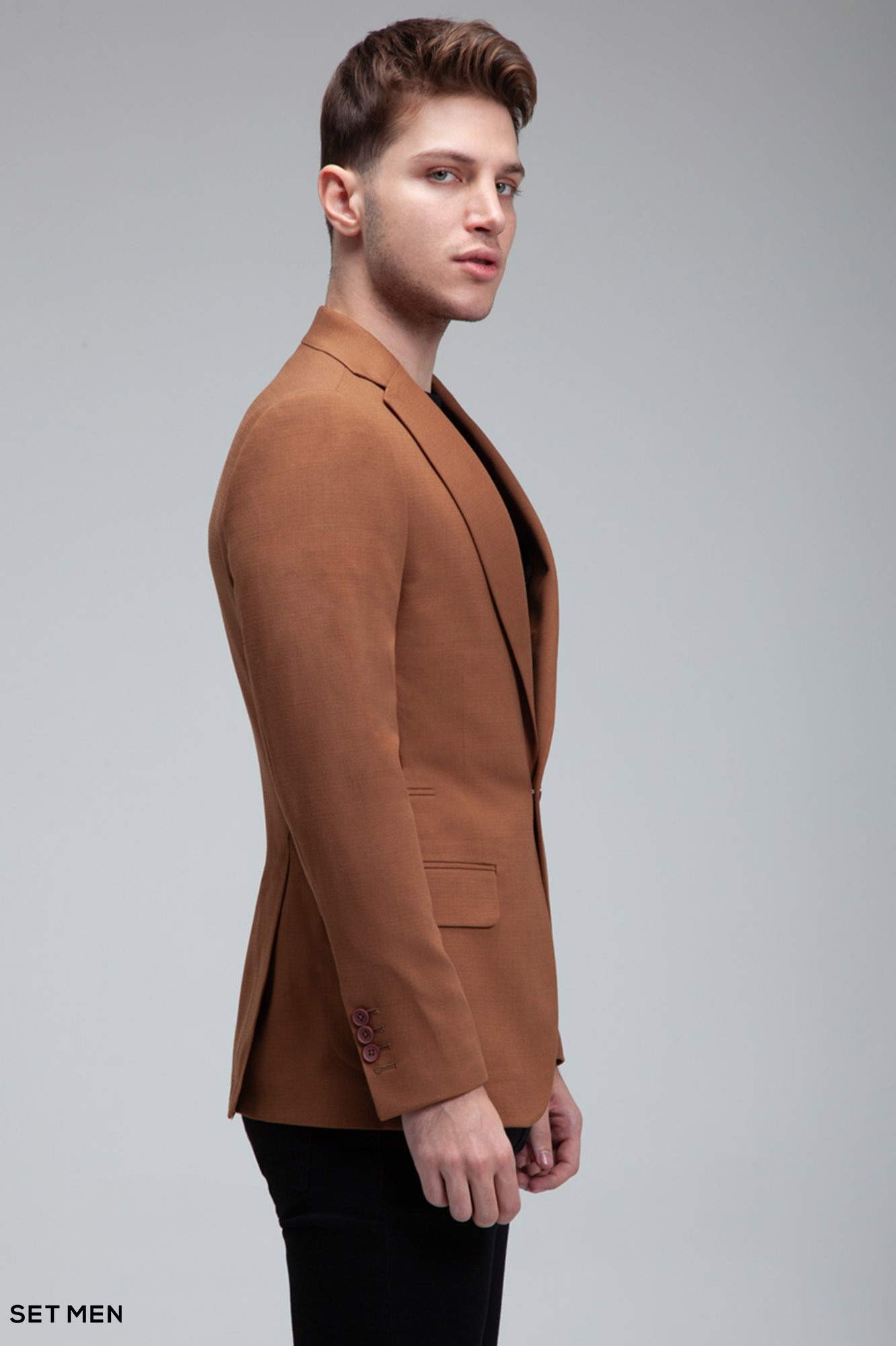 کت تک مردانه نیم آستر یقه انگلیسی تک دکمه دو چاک