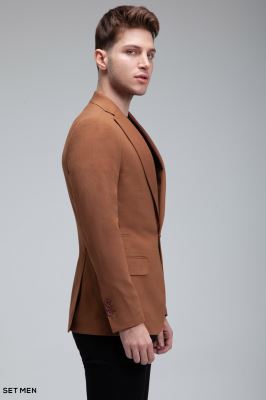 کت تک مردانه نیم آستر یقه انگلیسی تک دکمه دو چاک