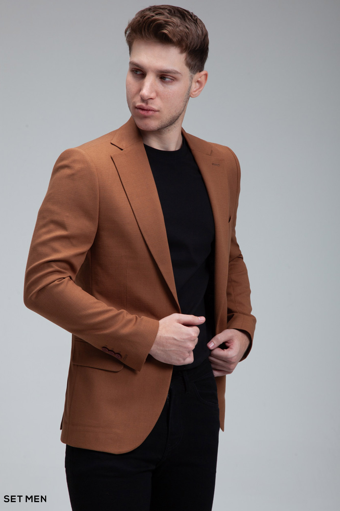 کت تک مردانه نیم آستر یقه انگلیسی تک دکمه دو چاک