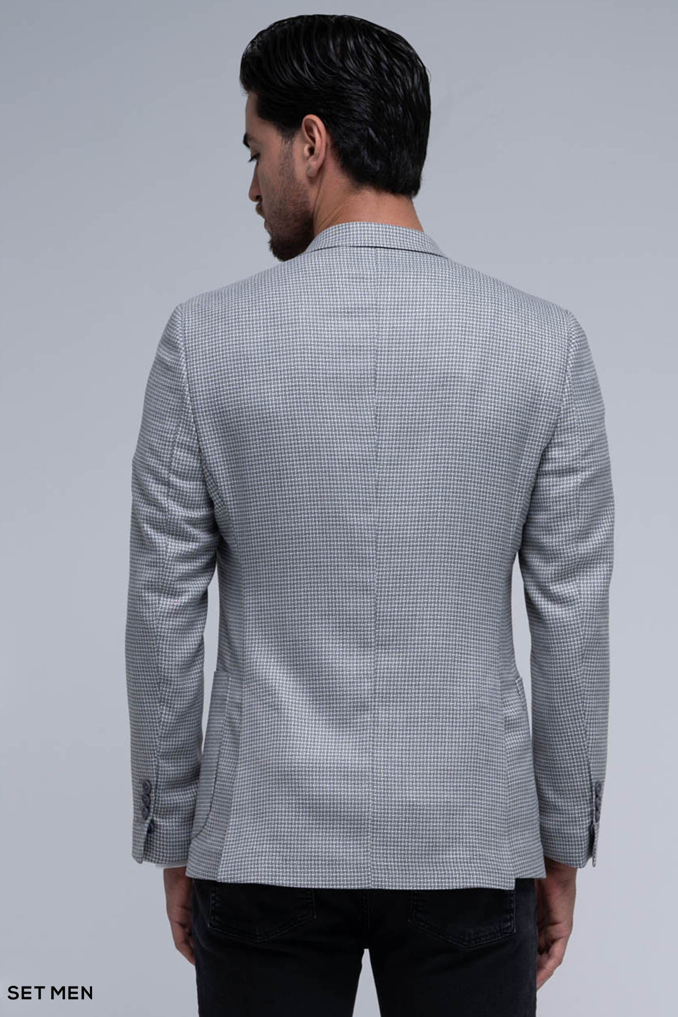 کت تک مردانه یقه بلیزر نیم آستر تک دکمه دوچاک