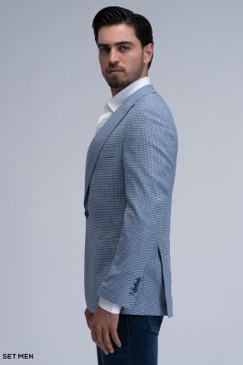 کت تک مردانه یقه بلیزر نیم آستر تک دکمه دوچاک