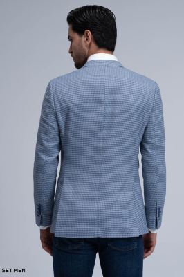 کت تک مردانه یقه بلیزر نیم آستر تک دکمه دوچاک