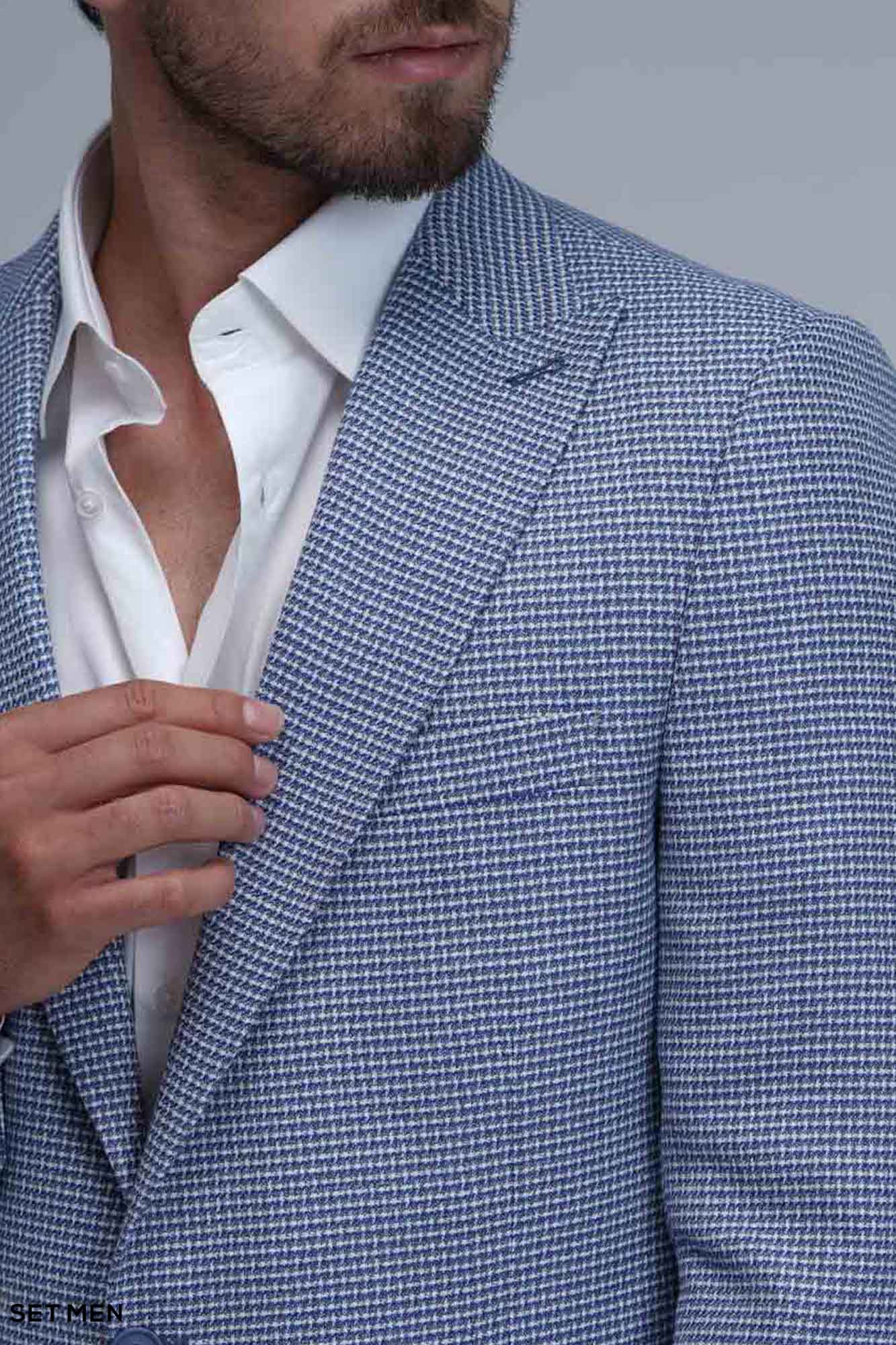 کت تک مردانه یقه بلیزر نیم آستر تک دکمه دوچاک