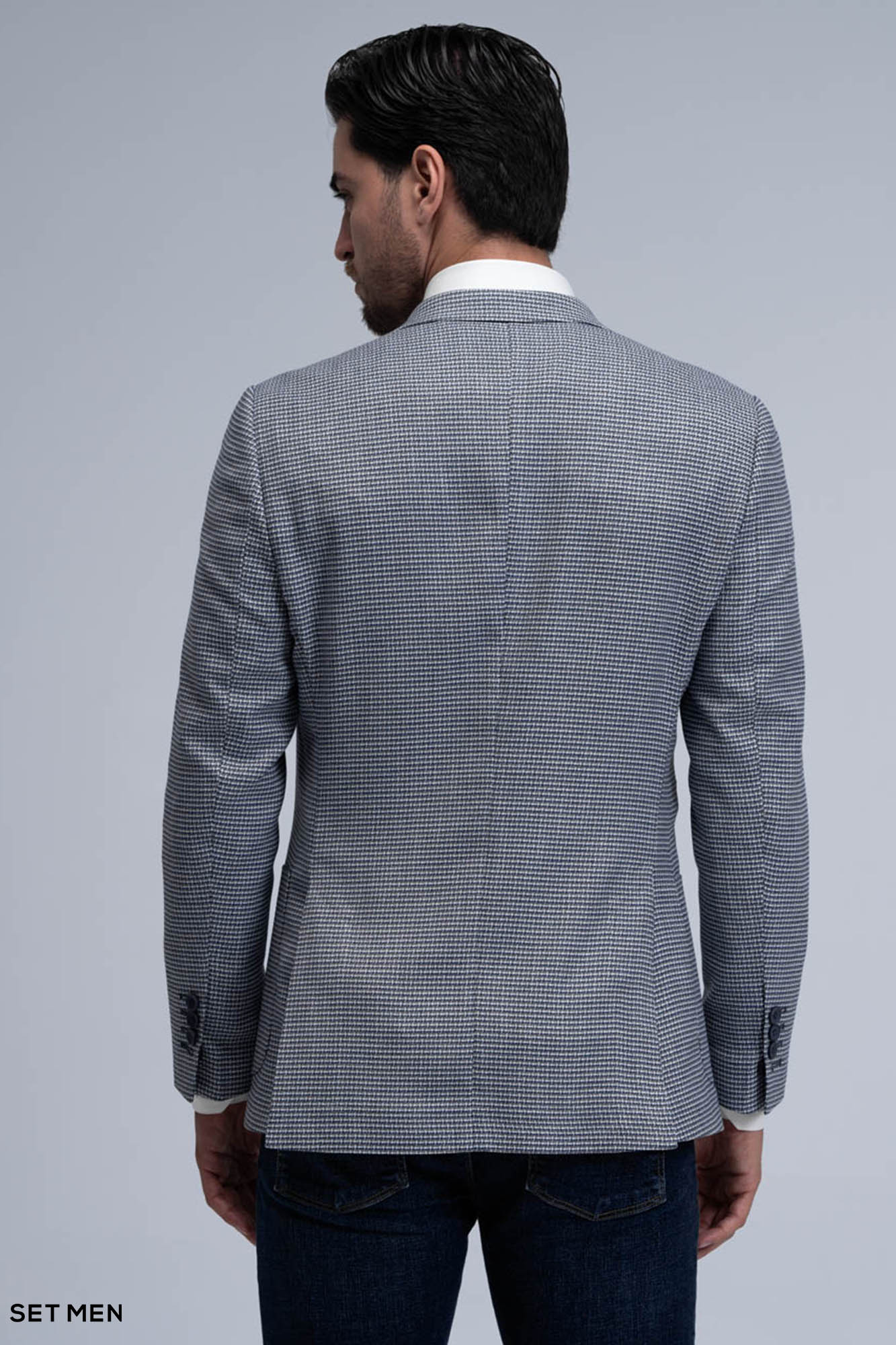 کت تک مردانه یقه بلیزر نیم آستر تک دکمه دوچاک