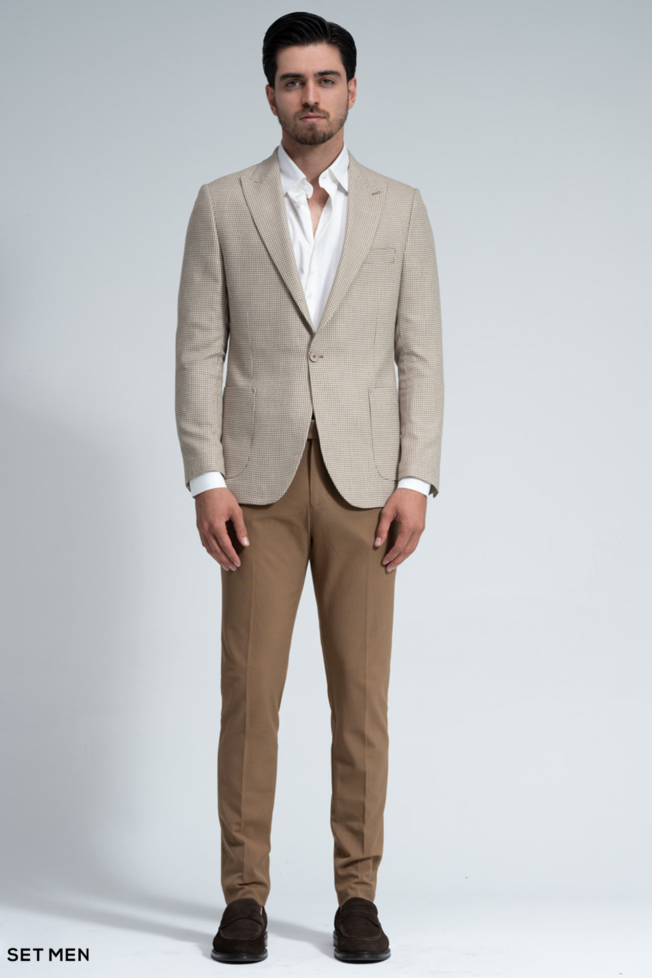 کت تک مردانه یقه بلیزر نیم آستر تک دکمه دوچاک