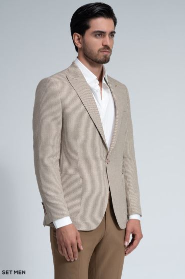 کت تک مردانه یقه بلیزر نیم آستر تک دکمه دوچاک