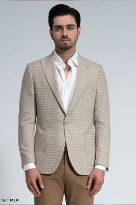 کت تک مردانه یقه بلیزر نیم آستر تک دکمه دوچاک