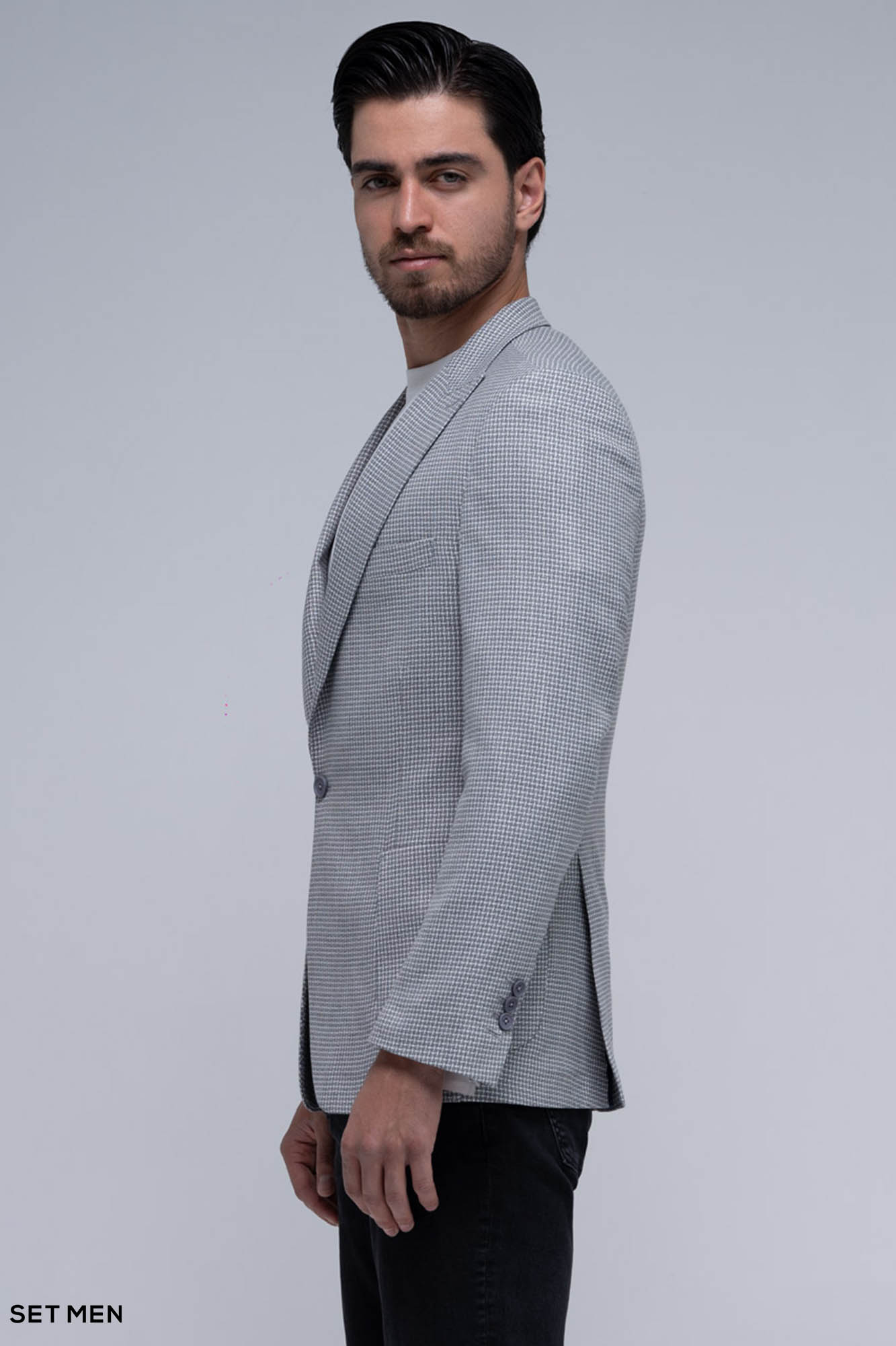 کت تک مردانه یقه بلیزر نیم آستر تک دکمه دوچاک