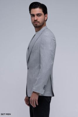 کت تک مردانه یقه بلیزر نیم آستر تک دکمه دوچاک