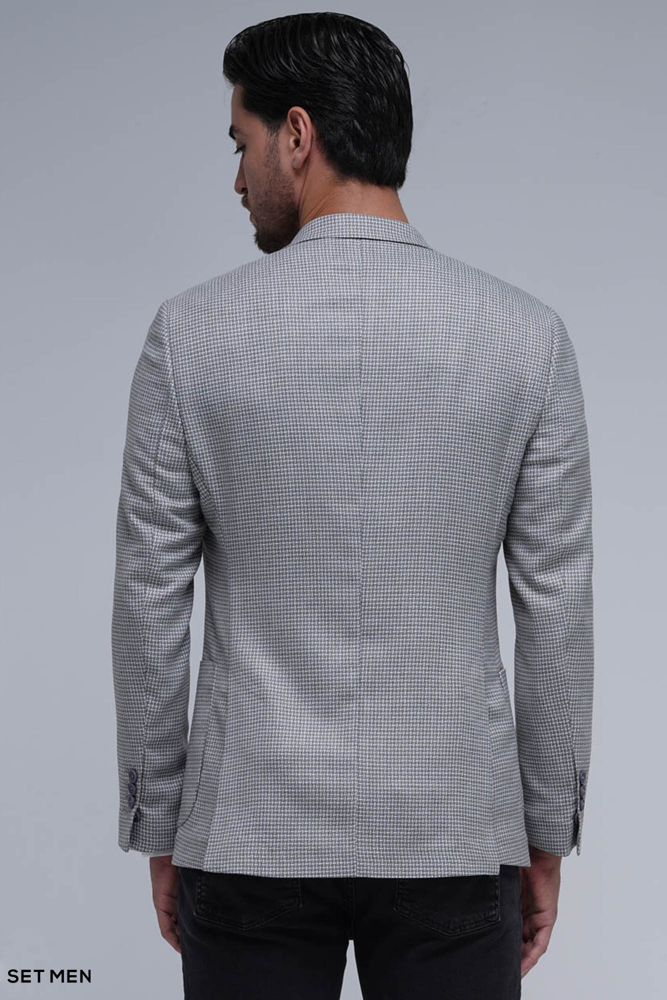 کت تک مردانه یقه بلیزر نیم آستر تک دکمه دوچاک