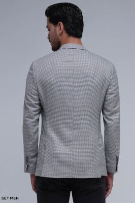 کت تک مردانه یقه بلیزر نیم آستر تک دکمه دوچاک