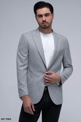 کت تک مردانه یقه بلیزر نیم آستر تک دکمه دوچاک