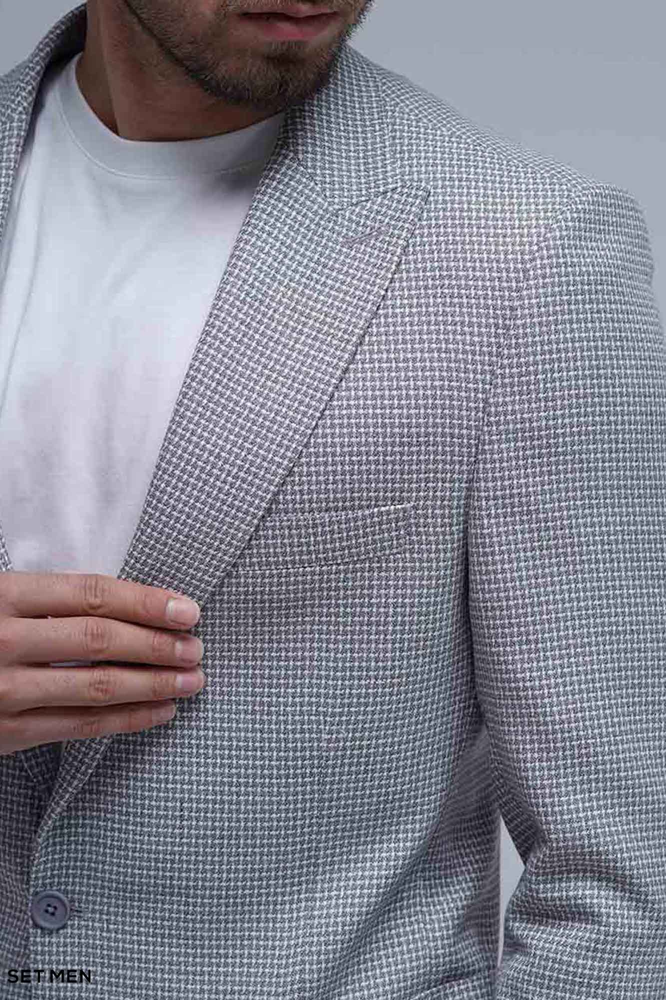 کت تک مردانه یقه بلیزر نیم آستر تک دکمه دوچاک