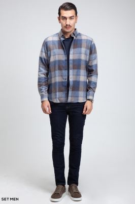 پیراهن پشمی چهارخانه