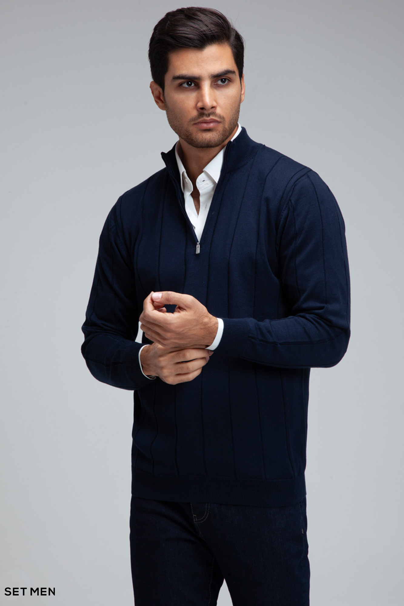 بافت مردانه نیم زیپ دیپلمات