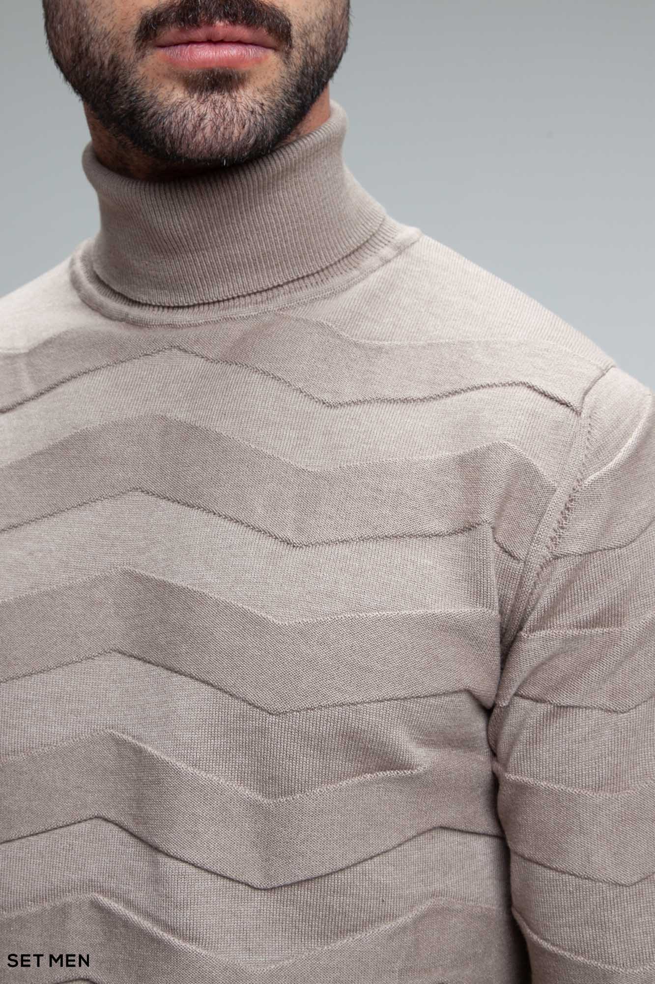 بافت یقه اسکی طرح دار