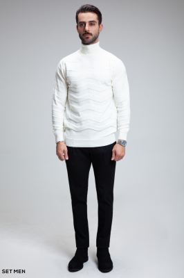 بافت یقه اسکی طرح دار