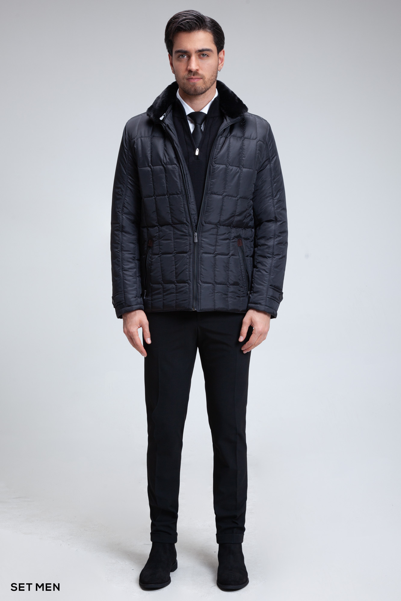 کاپشن کتی یقه خز دار