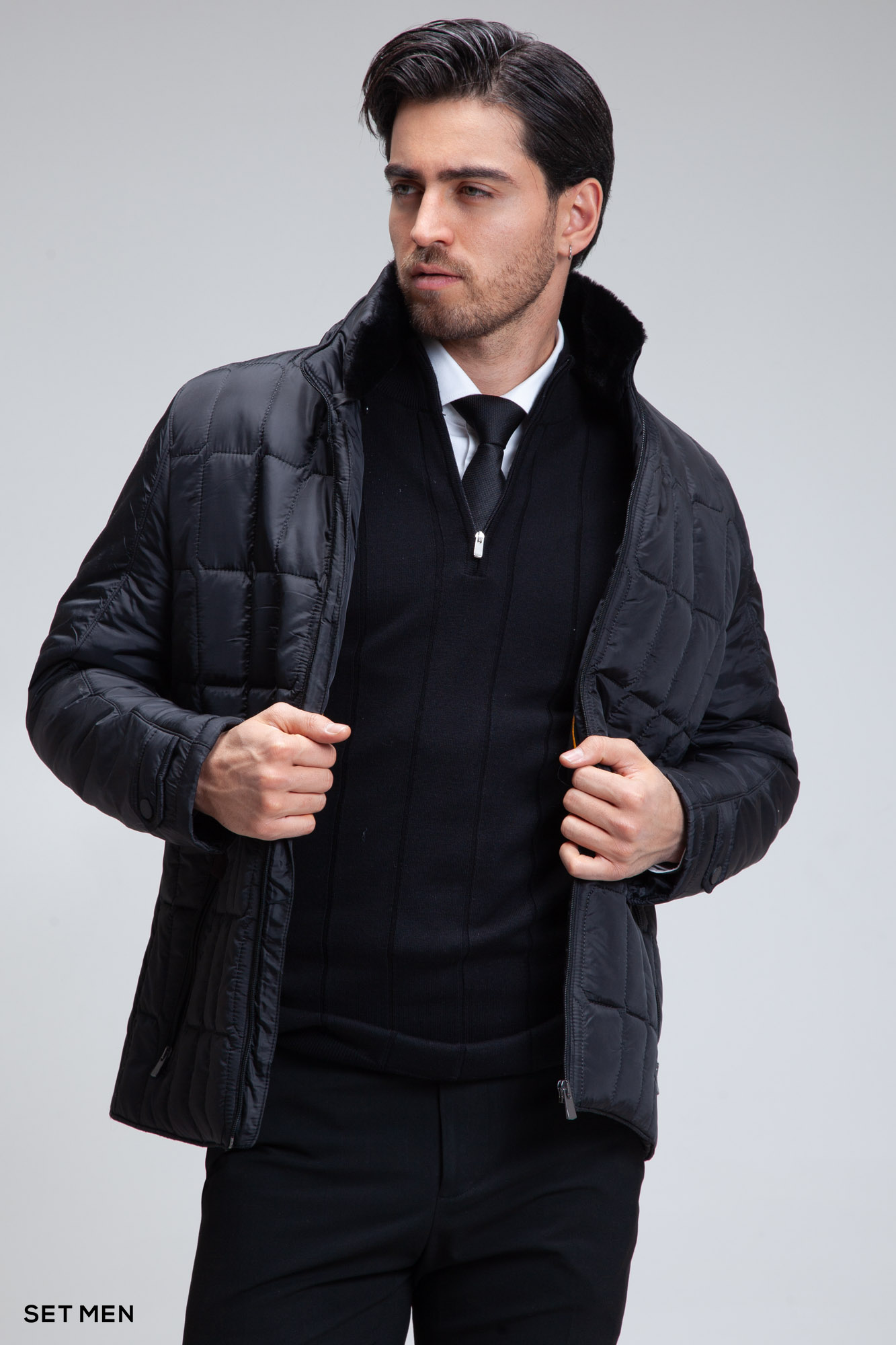 کاپشن کتی یقه خز دار