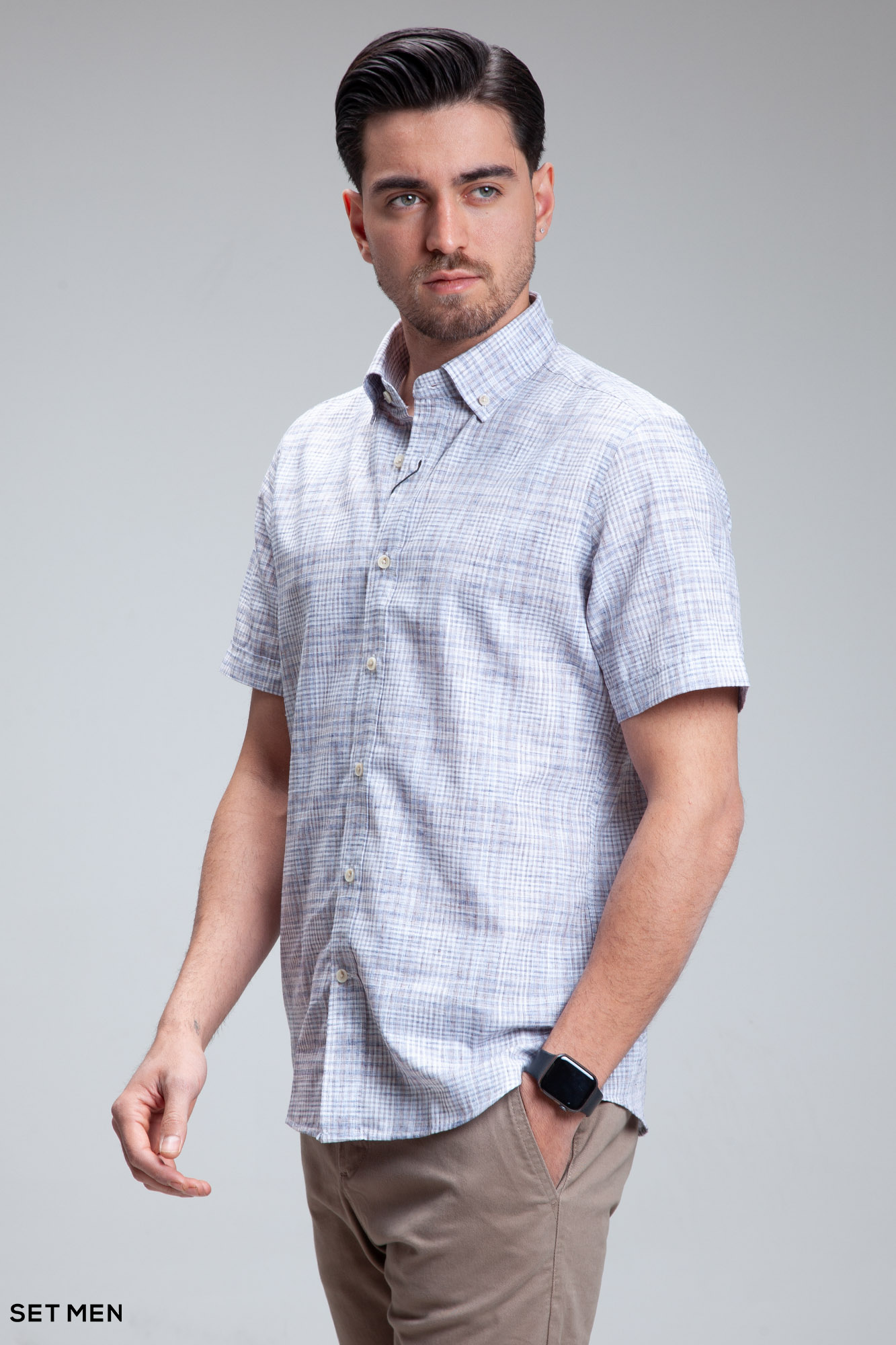 پیراهن مردانه آستین کوتاه لینن