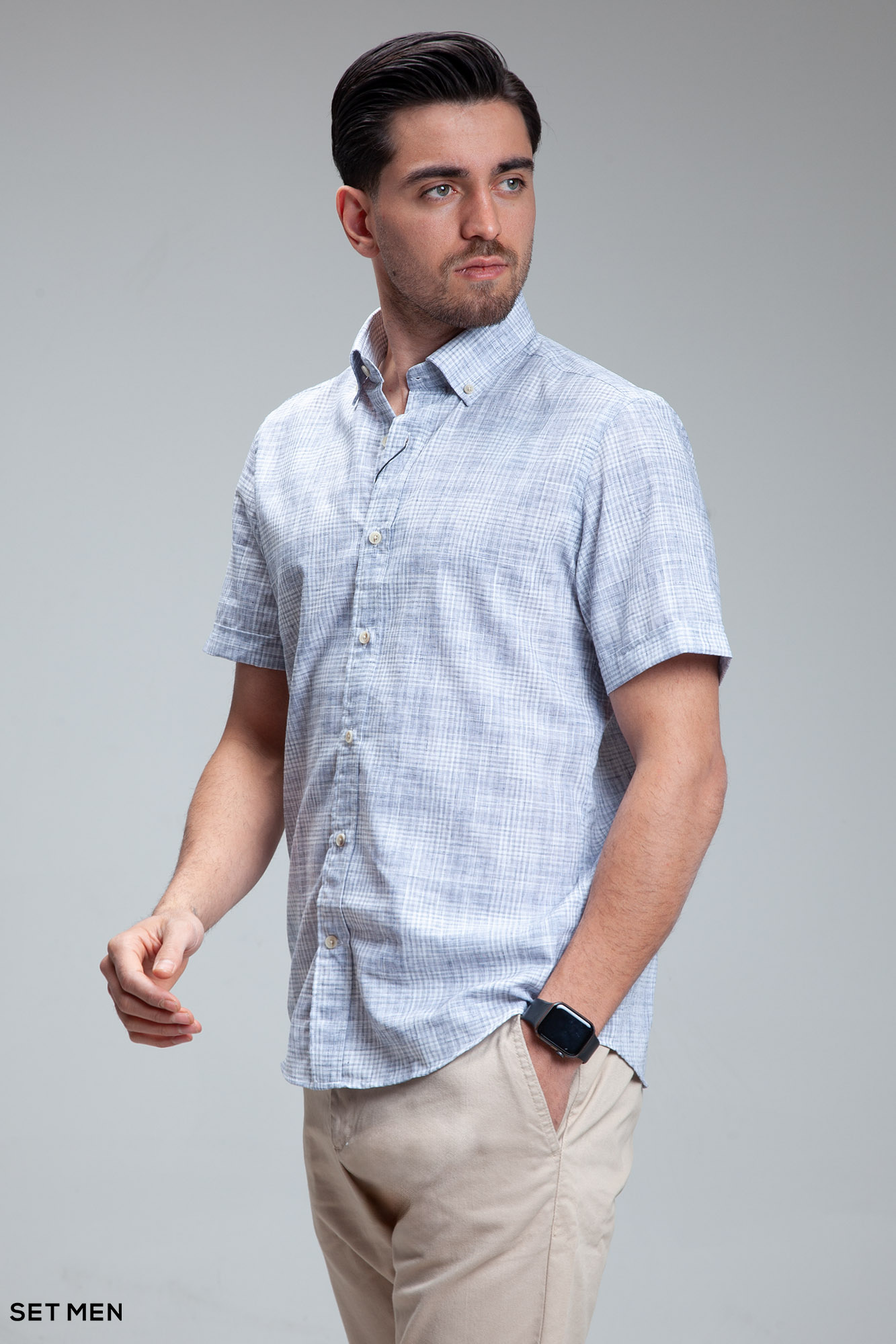 پیراهن مردانه آستین کوتاه لینن