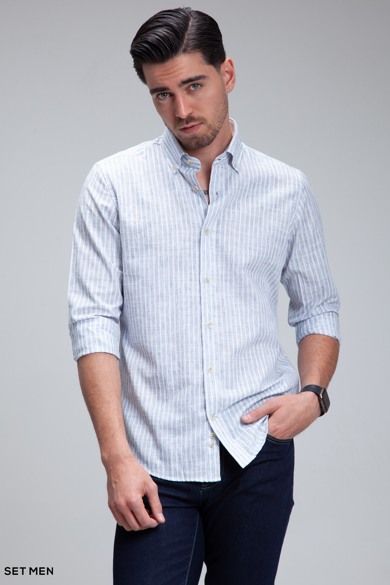 پیراهن مردانه لینن دیپلمات