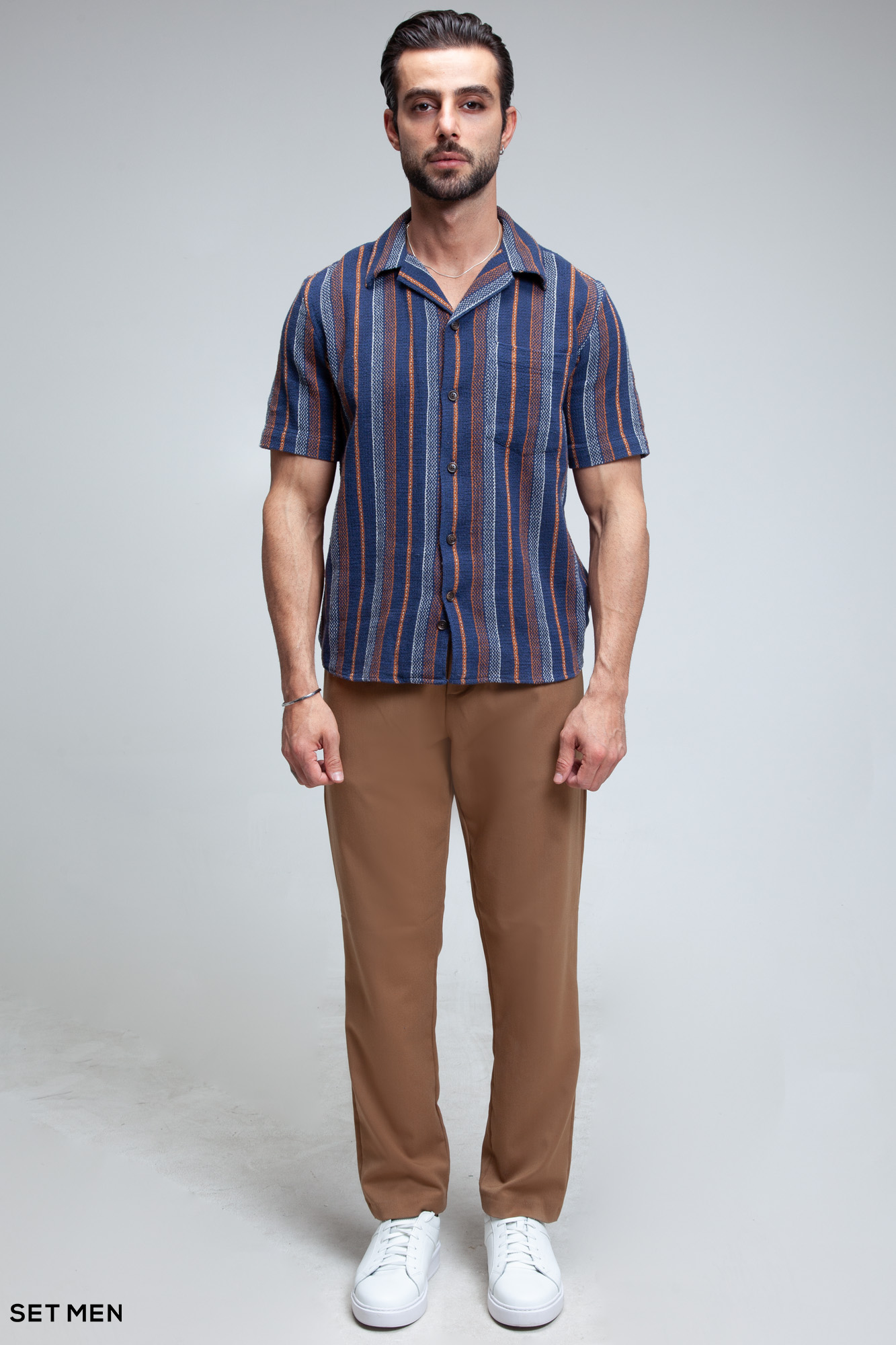 پیراهن مردانه کنفی آستین کوتاه