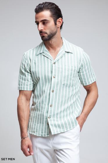 پیراهن مردانه کنفی آستین کوتاه