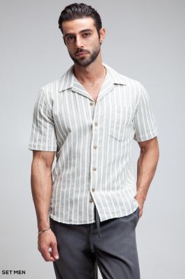 پیراهن مردانه کنفی آستین کوتاه
