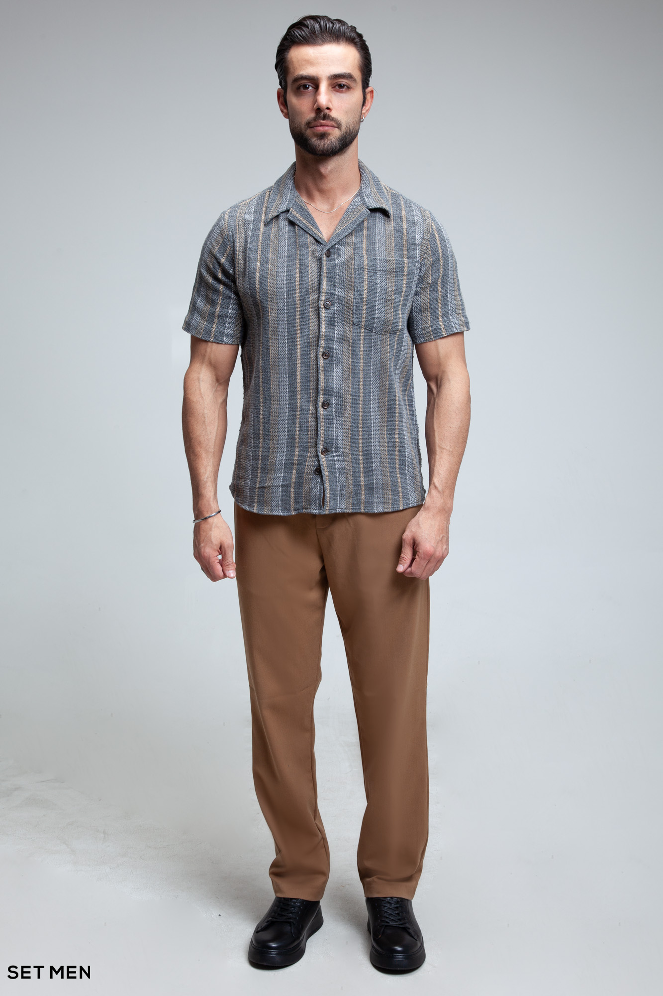 پیراهن مردانه کنفی آستین کوتاه