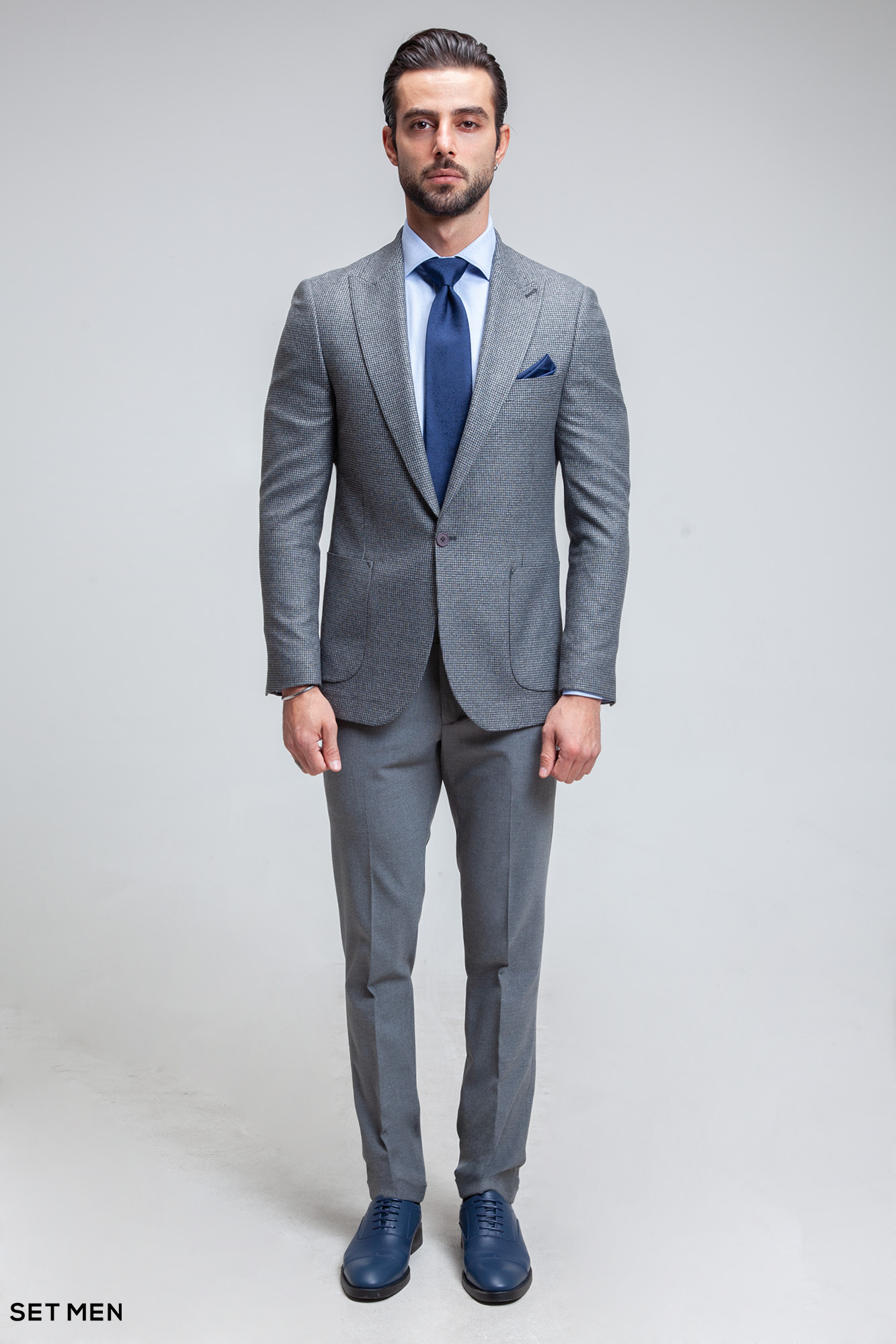 کت تک مردانه یقه بلیزر تک دکمه پیردوپل