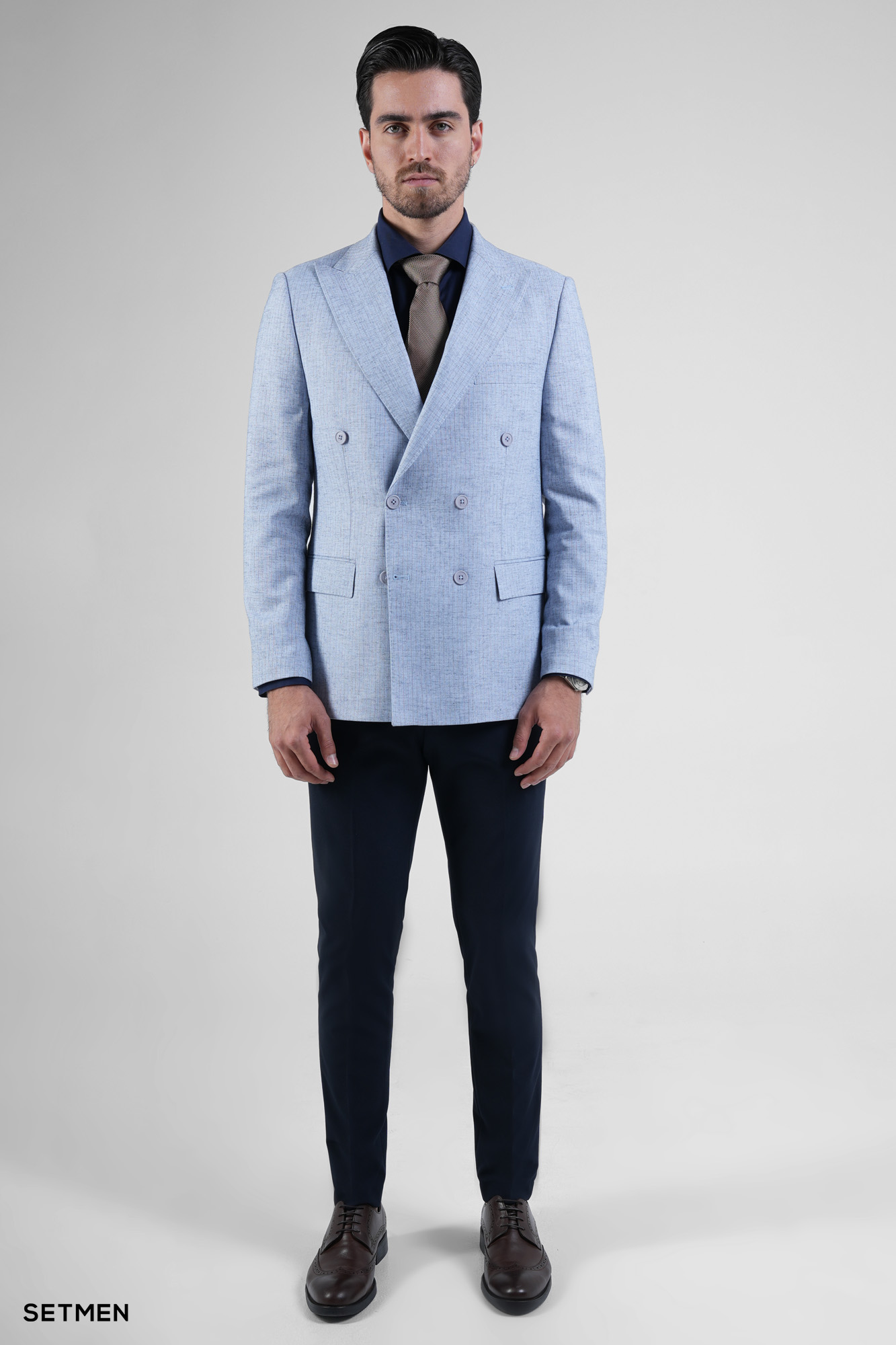 کت تک مردانه دبل برست لینن دیپلمات