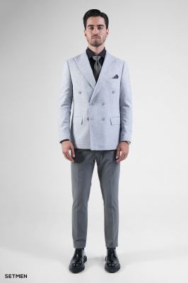 کت تک مردانه دبل برست لینن دیپلمات