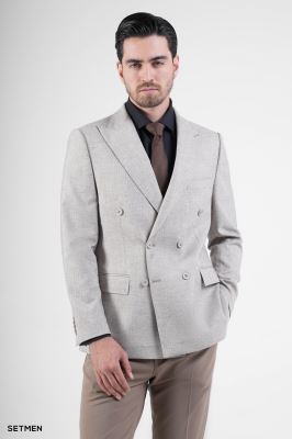 کت تک مردانه دبل برست لینن دیپلمات