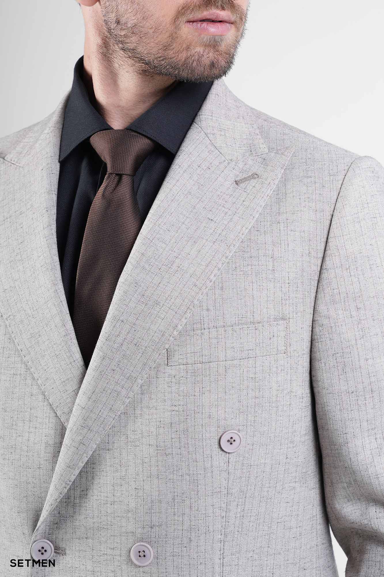 کت تک مردانه دبل برست لینن دیپلمات