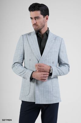 کت مردانه نیم آستر شش دکمه دیپلمات
