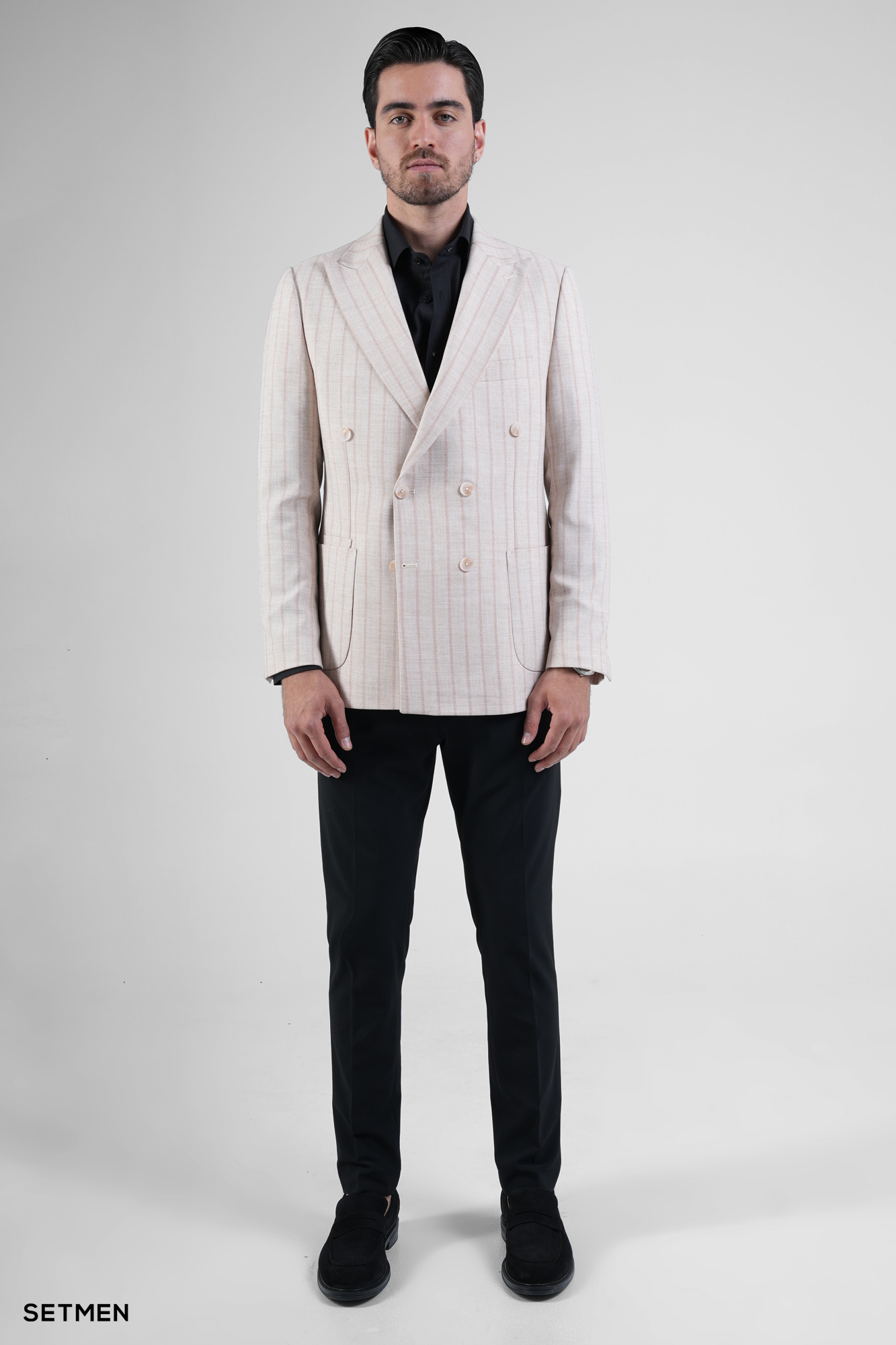 کت مردانه نیم آستر شش دکمه دیپلمات