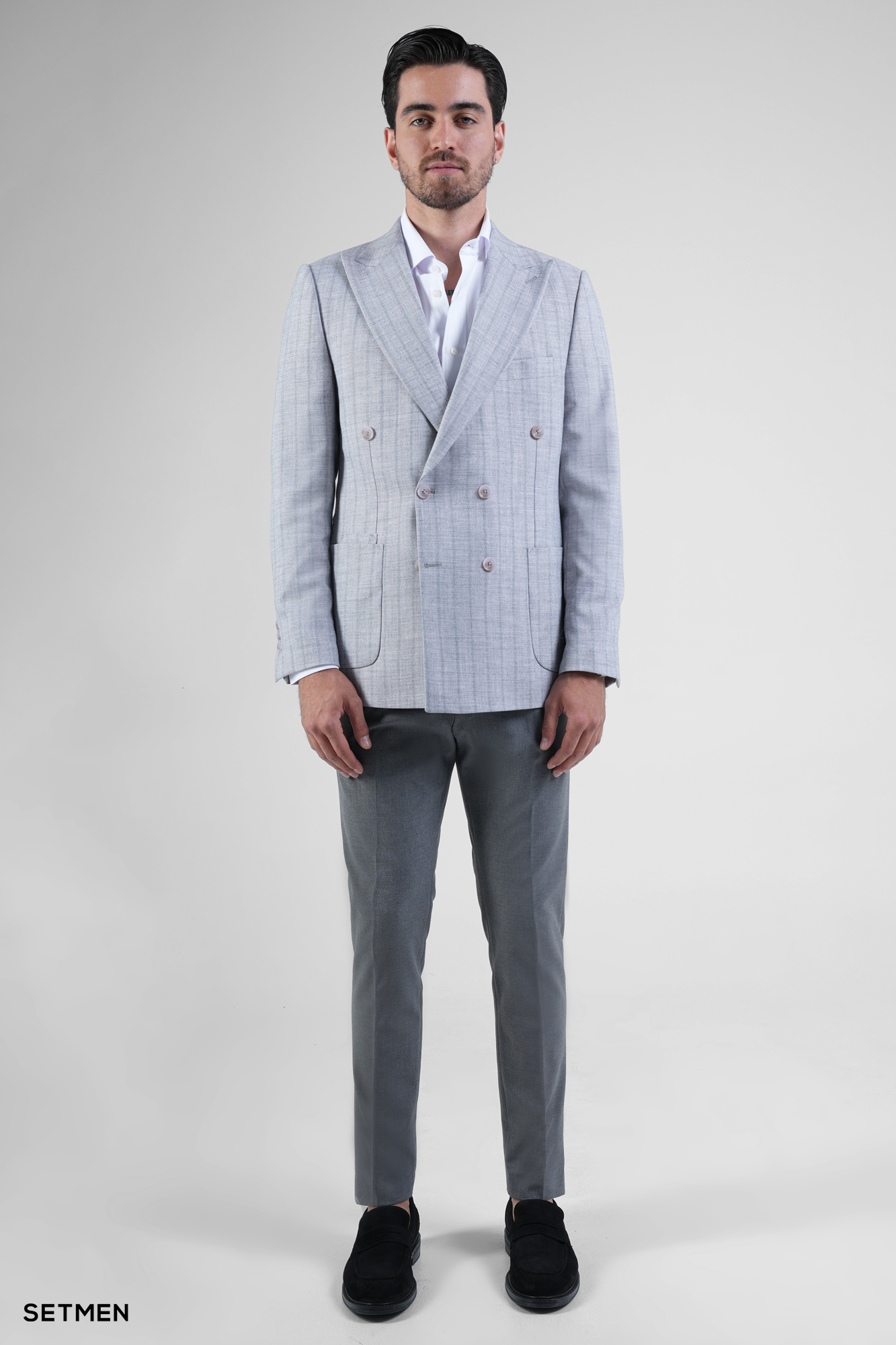 کت مردانه نیم آستر شش دکمه دیپلمات