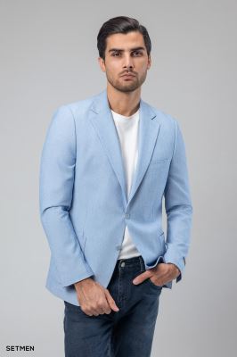 کت تک مردانه دودکمه نیم آستر پارچه GOFRE