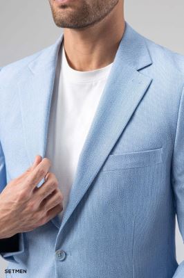 کت تک مردانه دودکمه نیم آستر پارچه GOFRE