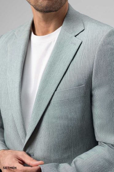 کت تک مردانه دودکمه نیم آستر پارچه GOFRE