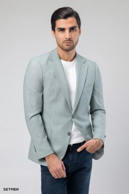 کت تک مردانه دودکمه نیم آستر پارچه GOFRE