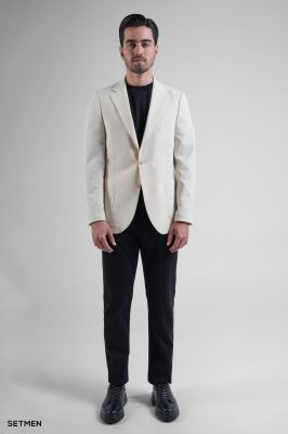 کت تک مردانه دودکمه نیم آستر پارچه GOFRE