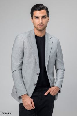 کت تک مردانه دودکمه نیم آستر پارچه GOFRE