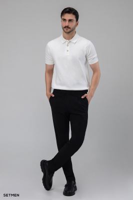 تیشرت یقه دار ژاکارد کلاسیک