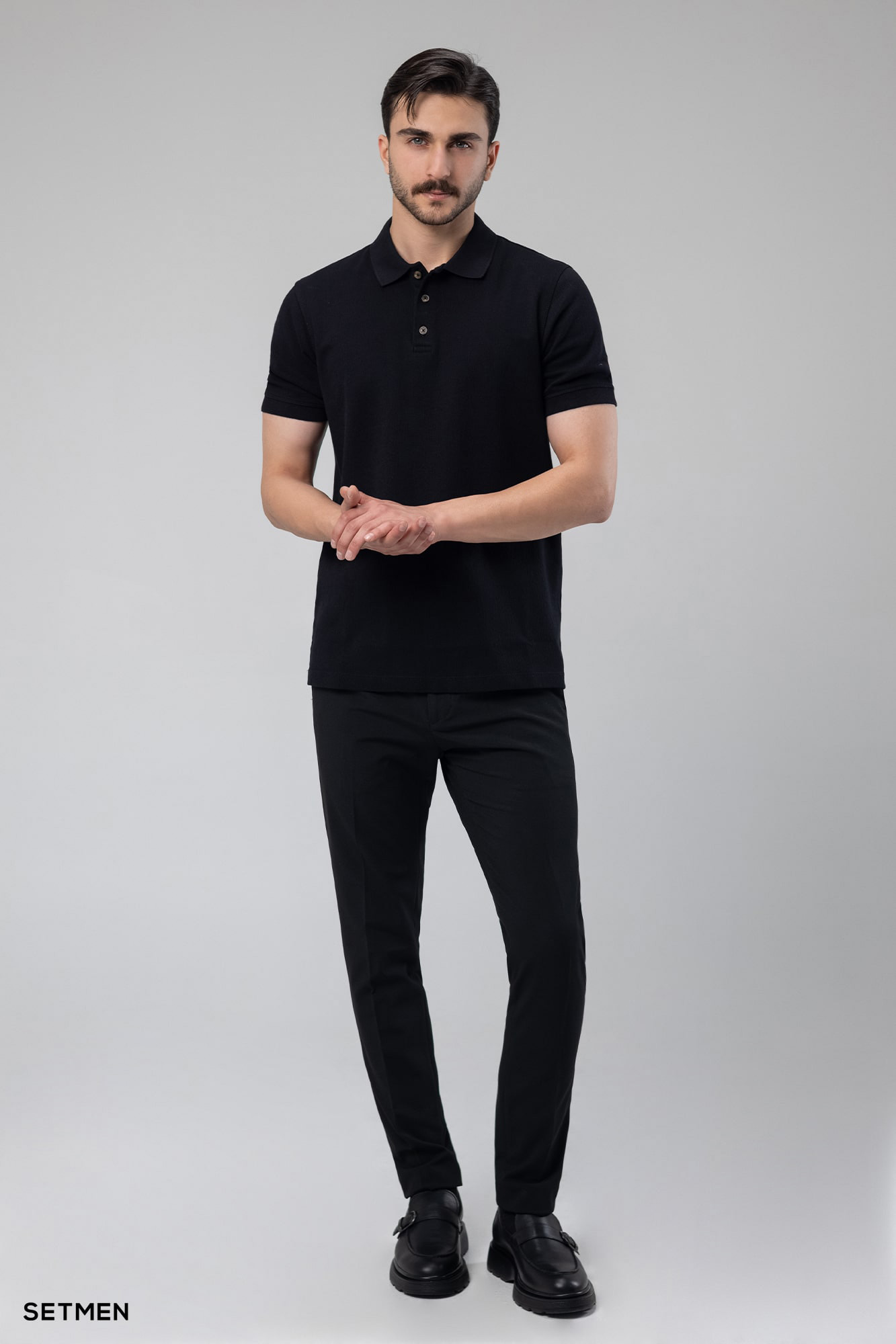 تیشرت یقه دار ژاکارد کلاسیک